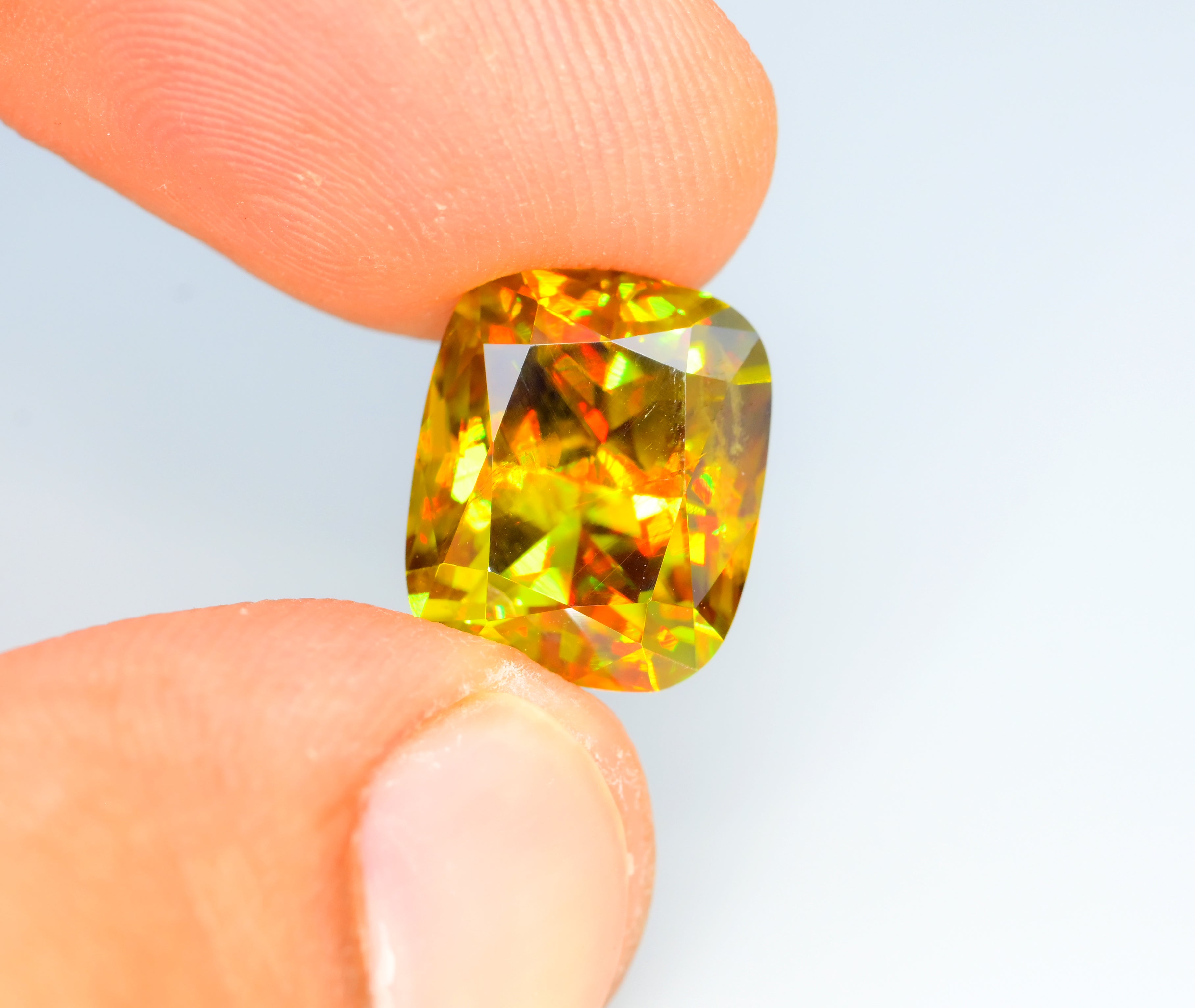 Sparkling Full Fire Titanite Sphene Gemstone, Loose Gemstone, Cusshion Cut Faceted Rare Sphene - 8.70 CT