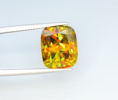 Sparkling Full Fire Titanite Sphene Gemstone, Loose Gemstone, Cusshion Cut Faceted Rare Sphene - 8.70 CT