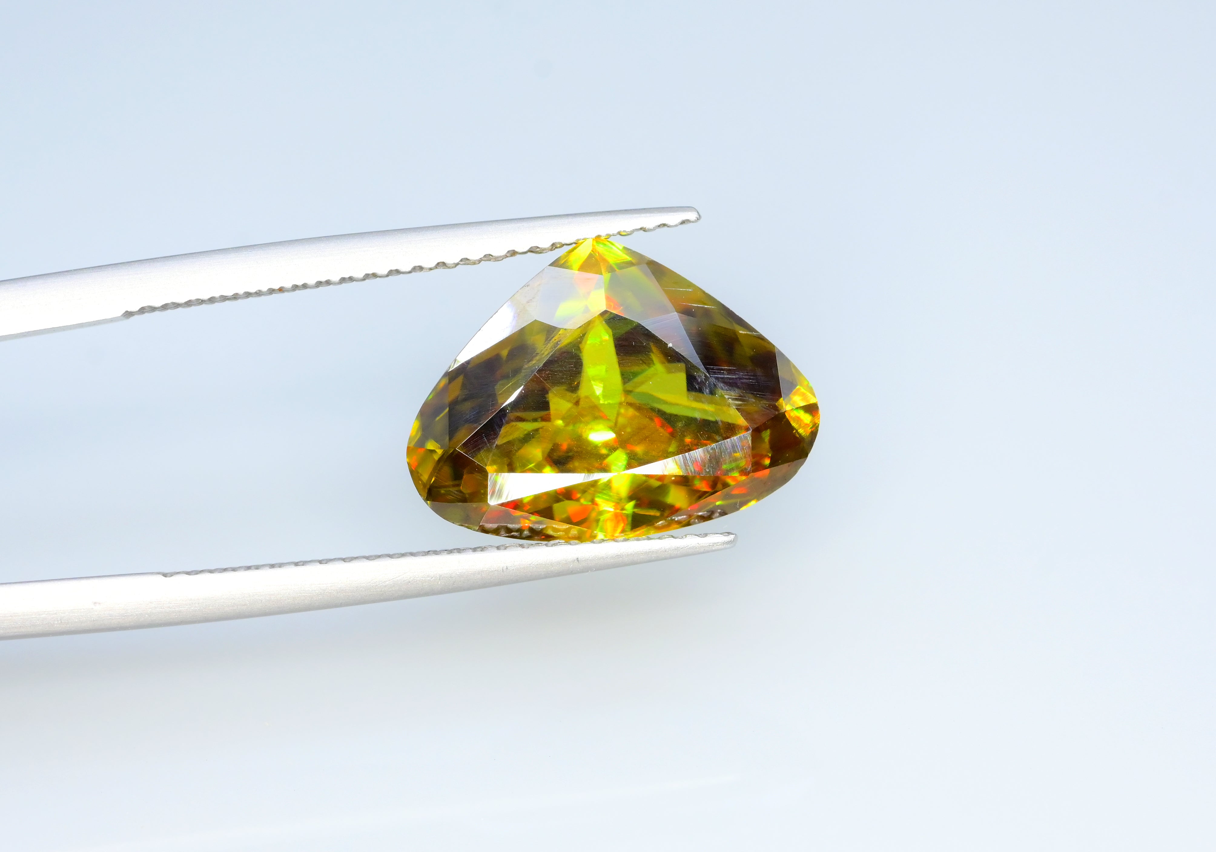 Sparkling Full Fire Titanite Sphene Gemstone, Loose Gemstone, Trillion Shape Faceted Rare Sphene Zagi Sphene - 6.70 CT