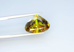 Sparkling Full Fire Titanite Sphene Gemstone, Loose Gemstone, Trillion Shape Faceted Rare Sphene Zagi Sphene - 6.70 CT