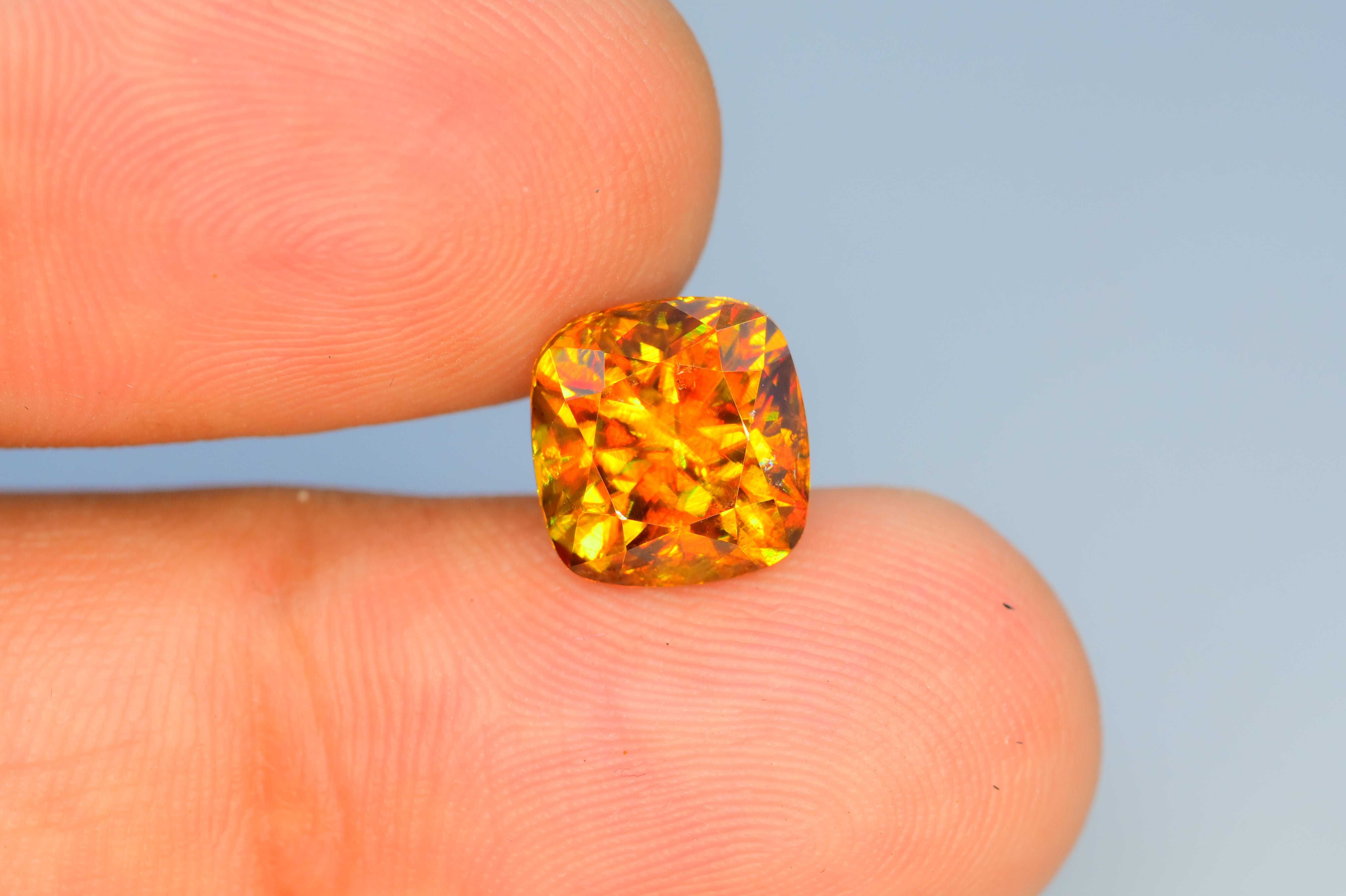 Full Fire Titanite Sphene Gemstone, Loose Gemstone, Cusshion Cut Faceted Sphene - 4.70 CT