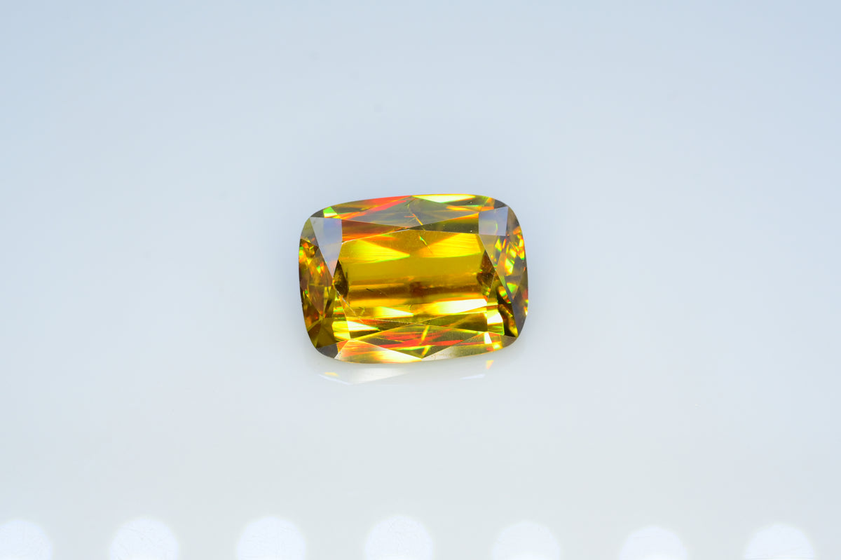 Shiny Full Fire Sphene Gemstone, Cusshion Cut Faceted Rare Sphene, Loose Gemstone - 6.80 CT