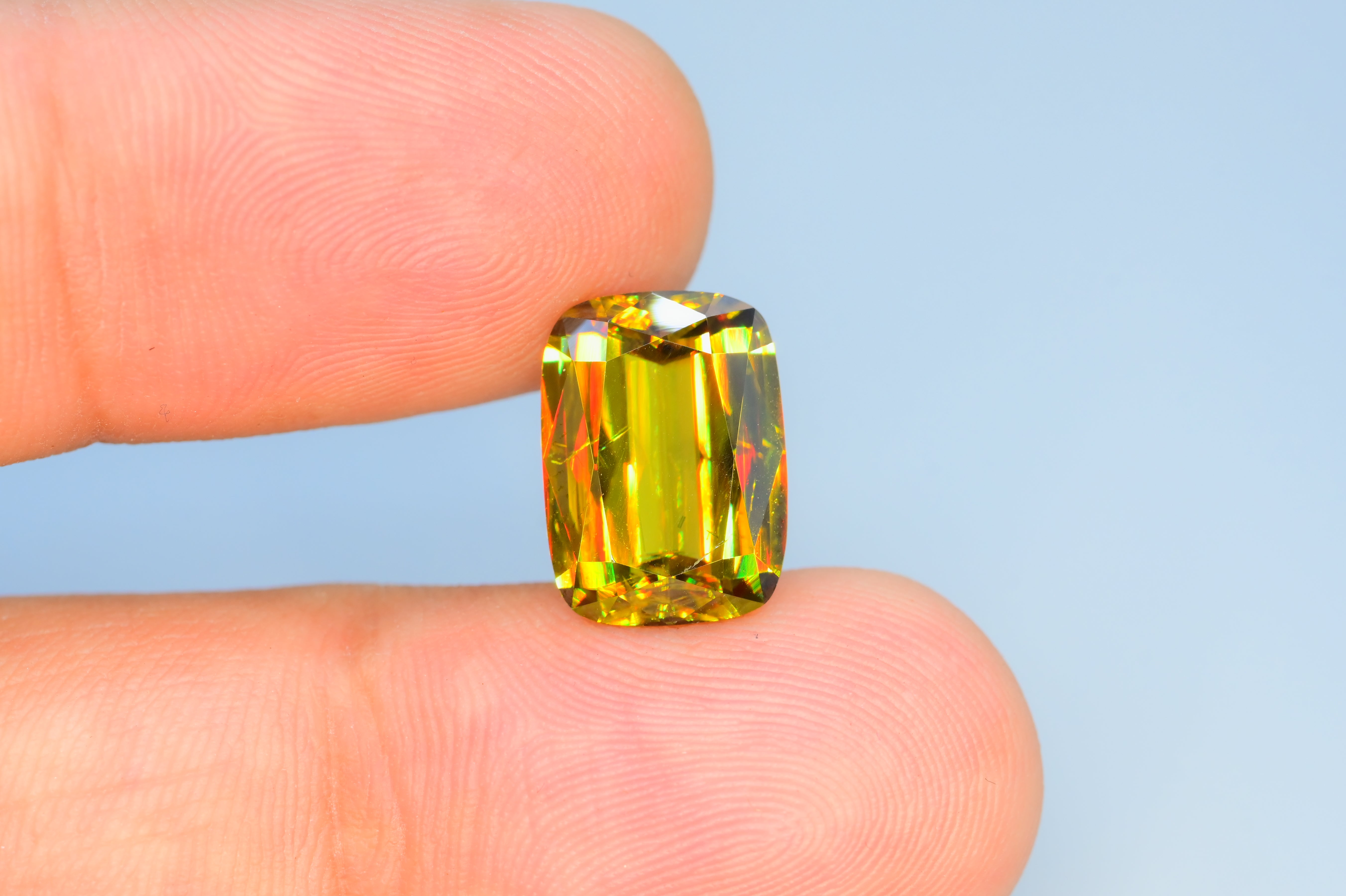 Shiny Full Fire Sphene Gemstone, Cusshion Cut Faceted Rare Sphene, Loose Gemstone - 6.80 CT