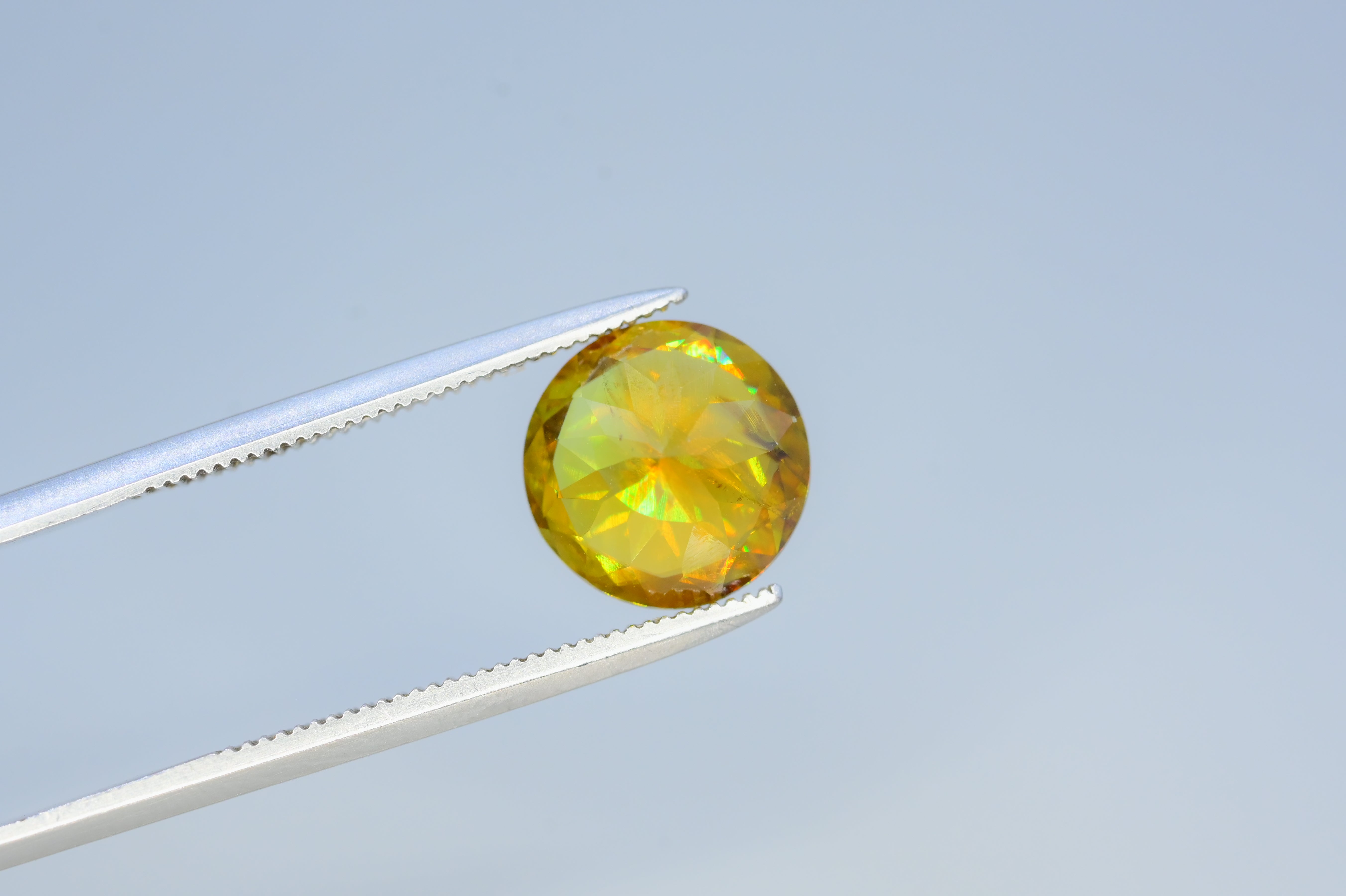 Sparkling Full Fire Sphene Titanite Gemstone With Strong Trichroism, Loose Gemstone, Cusshion Cut Faceted Rare Sphene - 2.65 CT