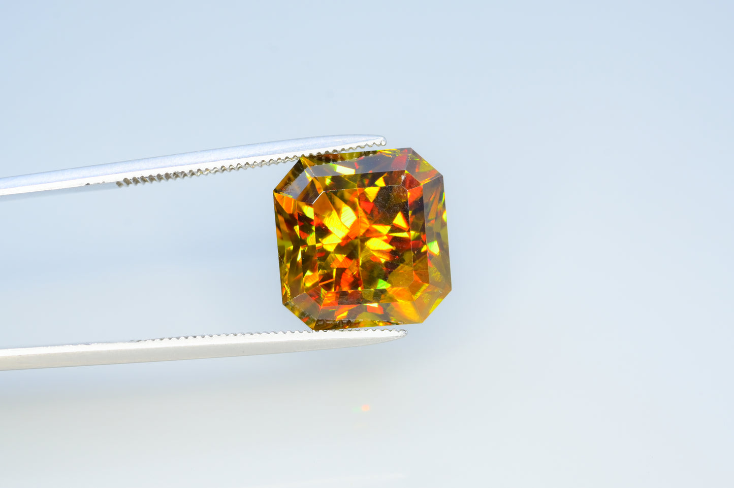 Sparkling Full Fire Sphene Titanite Gemstone With Strong Trichroism, Loose Gemstone, Asscher Cut Faceted Rare Sphene - 8.50 CT