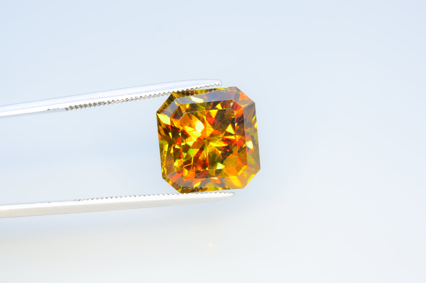 Sparkling Full Fire Sphene Titanite Gemstone With Strong Trichroism, Loose Gemstone, Asscher Cut Faceted Rare Sphene - 8.50 CT