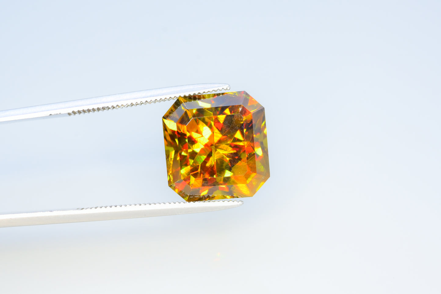 Sparkling Full Fire Sphene Titanite Gemstone With Strong Trichroism, Loose Gemstone, Asscher Cut Faceted Rare Sphene - 8.50 CT