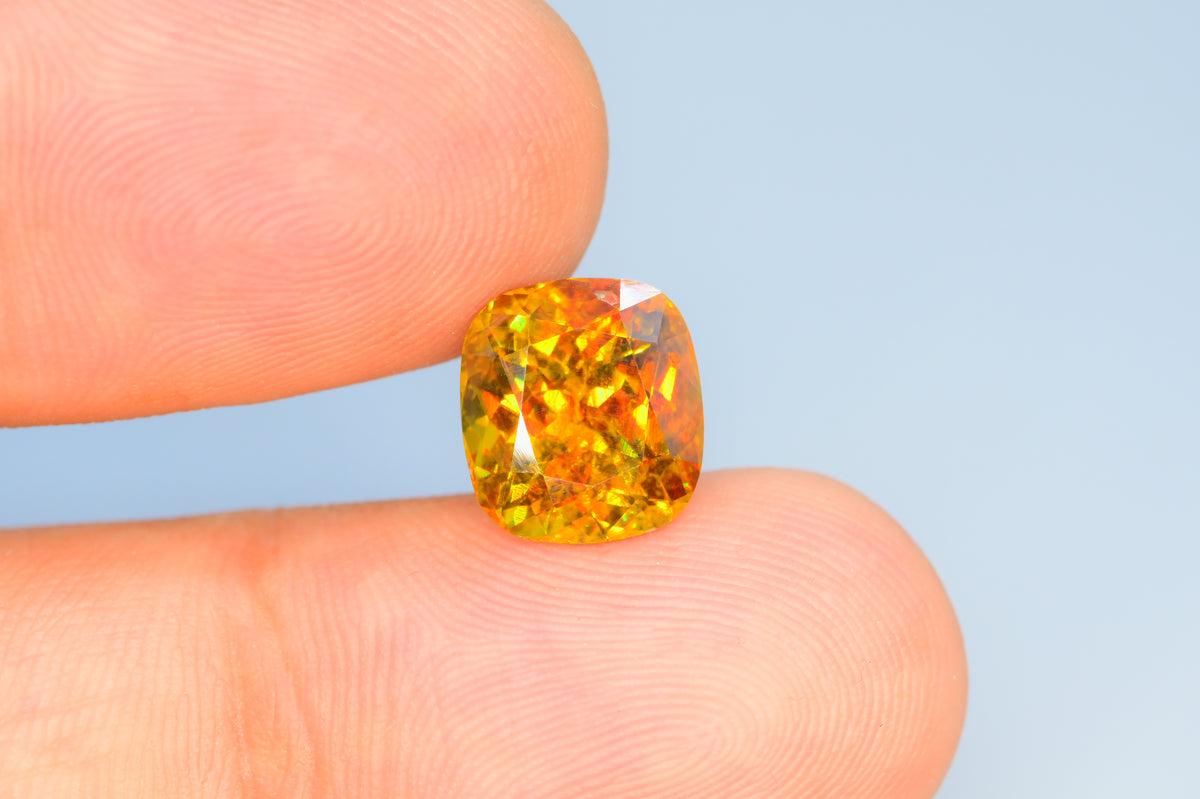 Sparkling Full Fire Sphene Titanite Gemstone With Strong Trichroism, Loose Gemstone, Cusshion Cut Faceted Rare Sphene - 5.45 CT