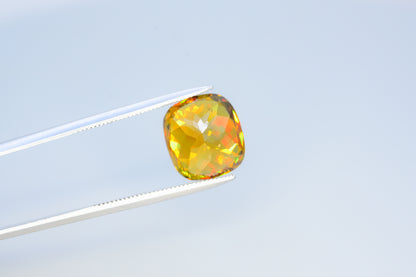 Sparkling Full Fire Sphene Titanite Gemstone With Strong Trichroism, Loose Gemstone, Cusshion Cut Faceted Rare Sphene - 5.45 CT