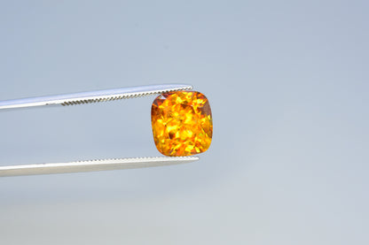 Full Fire Yellow Titanite Sphene Gemstone, Loose Gemstone, Cusshion Cut Faceted Rare Sphene - 3.05 carat