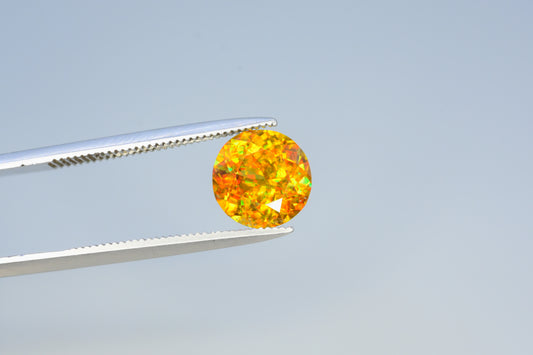 Sparkling Full Fire Sphene Titanite Gemstone With Strong Trichroism, Loose Gemstone, Round Cut Faceted Rare Sphene - 1.90 CT