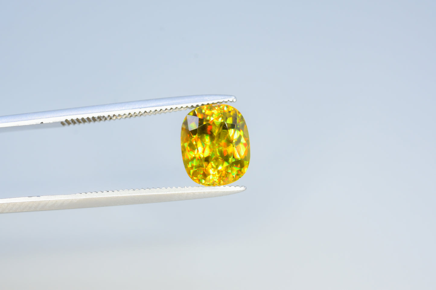 Sparkling Full Fire Sphene Titanite Gemstone With Strong Trichroism, Loose Gemstone, Cusshion Cut Faceted Rare Sphene - 2.40 CT