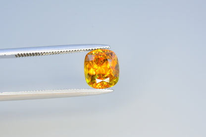 Sparkling Full Fire Sphene Titanite Gemstone With Strong Trichroism, Loose Gemstone, Cusshion Cut Faceted Rare Sphene - 1.95 CT