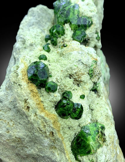Natural green garnet crystals on matrix
Pakistan Demantoid Garnet mineral specimen