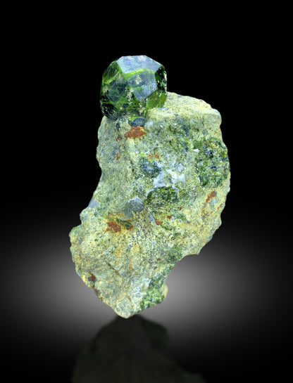 Demantoid garnet dimensions 63 by 33 by 25 mm
Demantoid garnet specimen back angle view