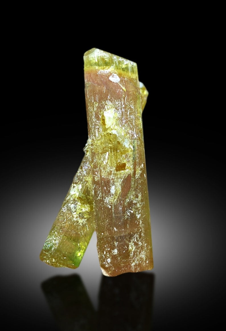 Double terminated tourmaline lower termination close-up
Double terminated tourmaline upper termination close-up