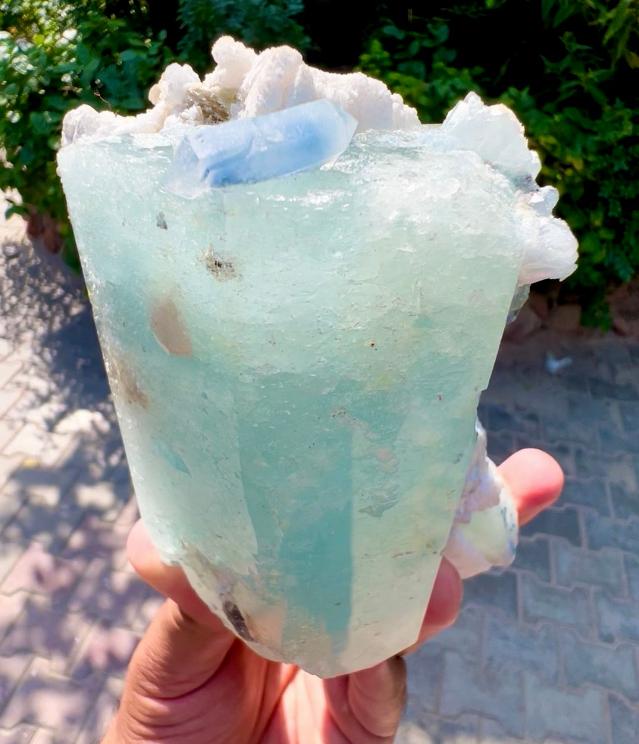 Aquamarine with Blue Indicolite Quartz and Albite from Afghanistan, 1277 gram