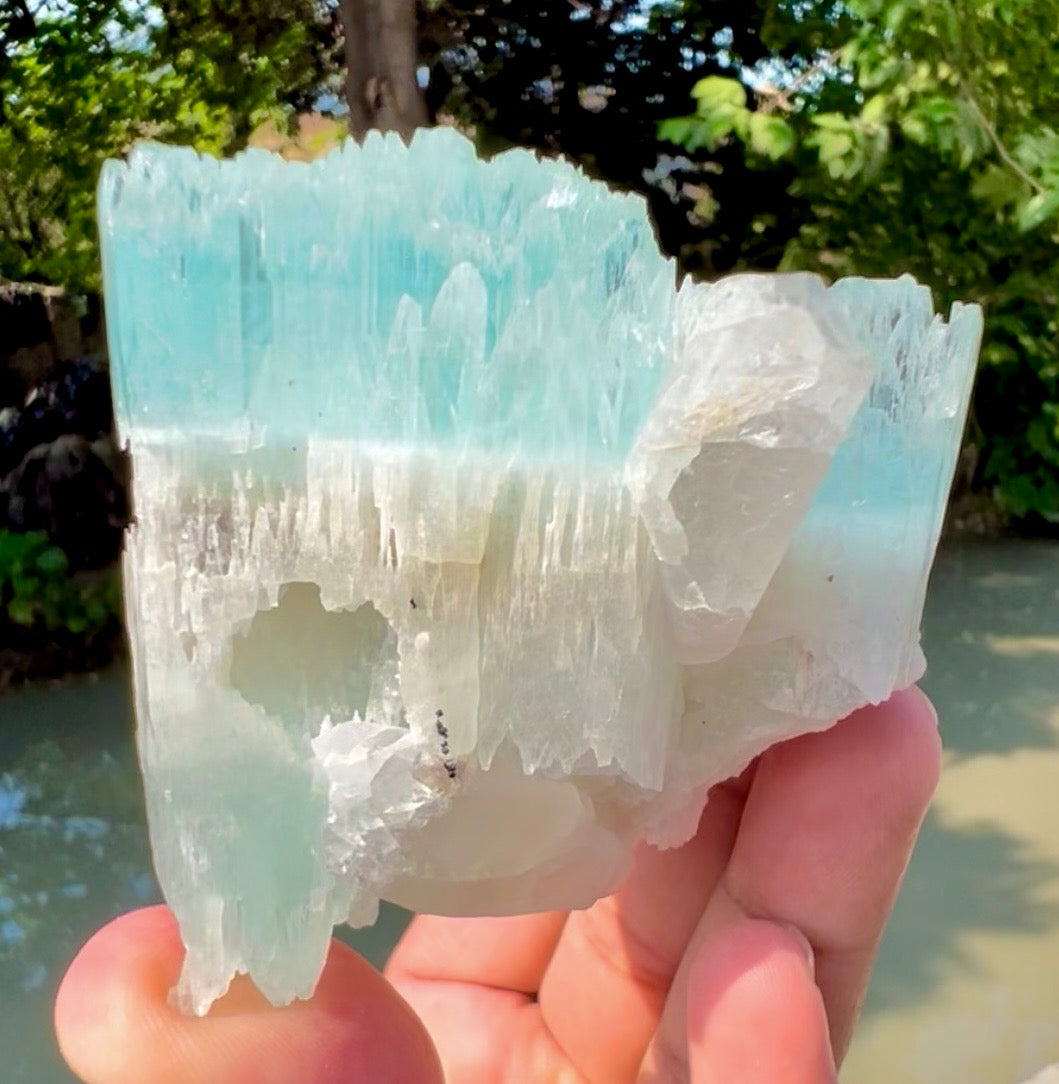 AquaMorganite crystal with Quartz and Feldapar from Pakistan, 240 grams