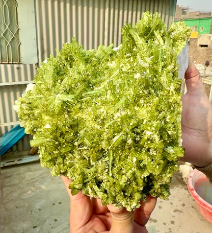 Green Tourmaline Crystals Cluster on matrix from Chapu Mine Pakistan, 3418 gram