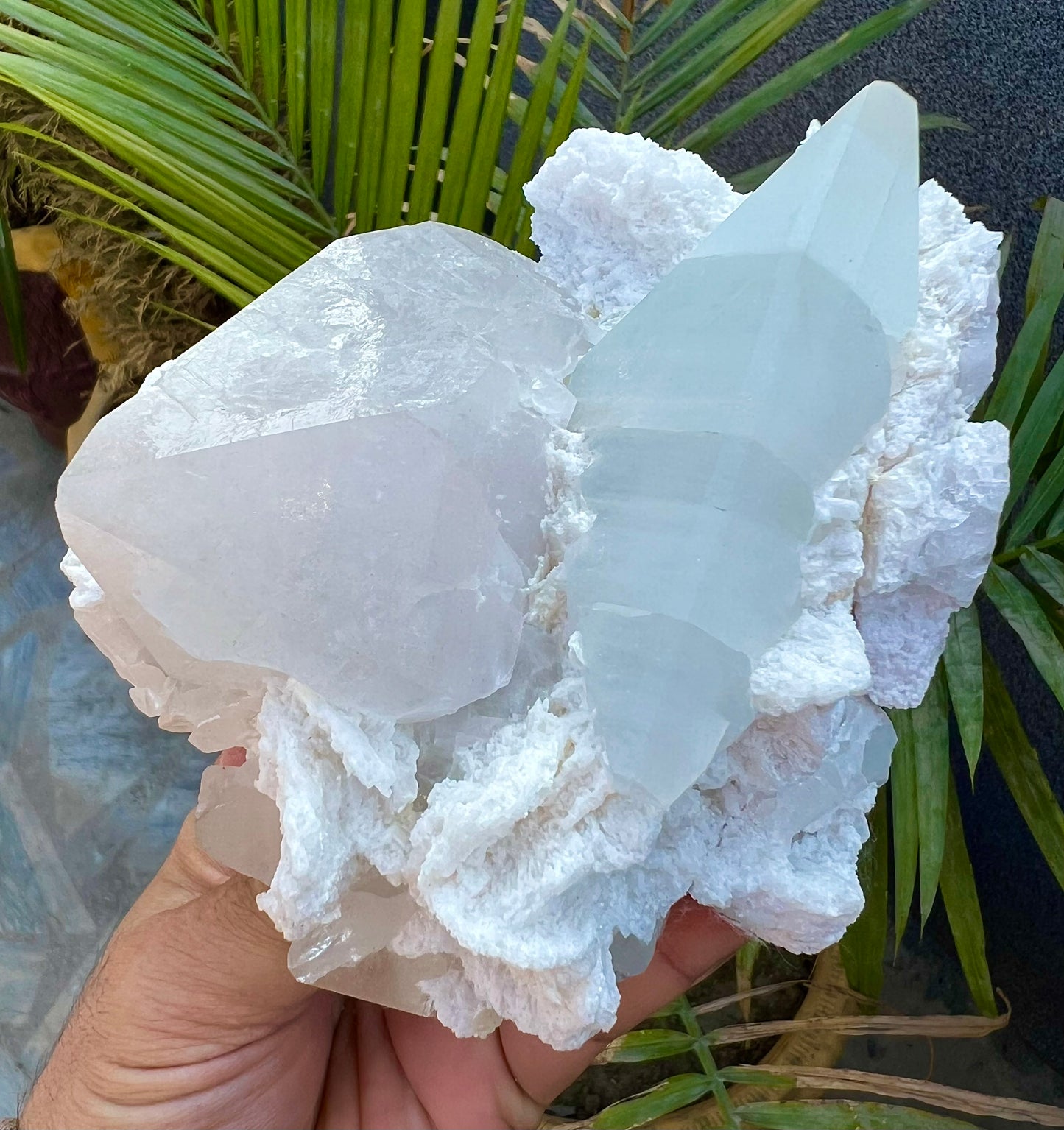 Blue Topaz with Quartz and Albite from Paprok, 922 Gram