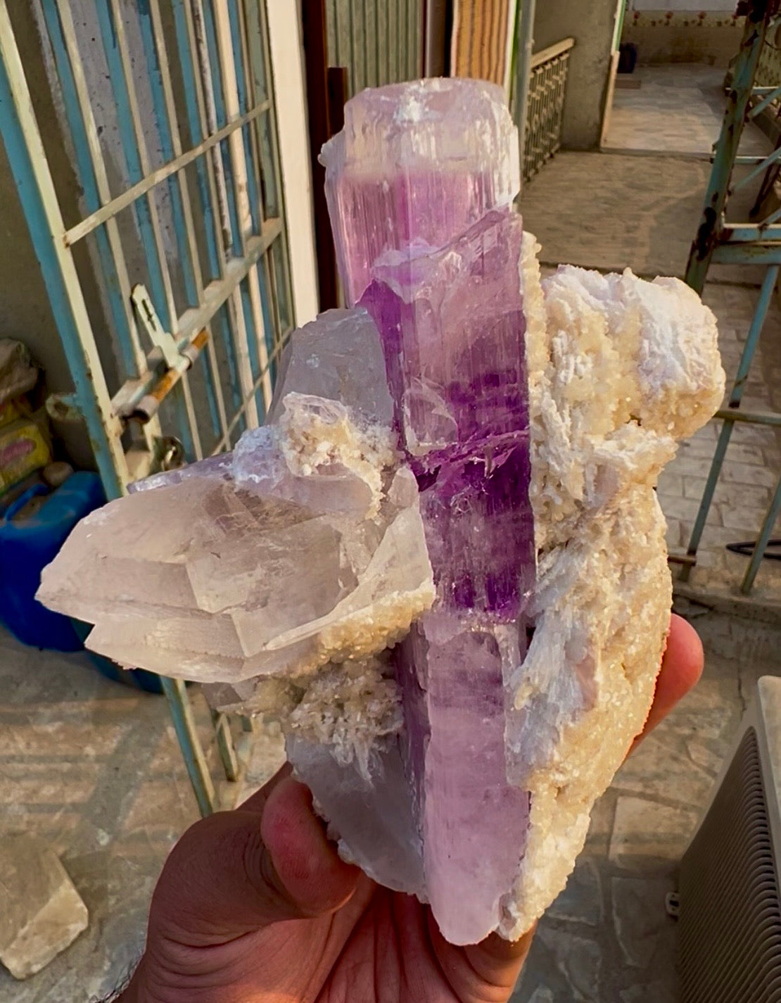 Kunzite Crystal with Quartz and Lepidolite from Afghanistan, 958 gram