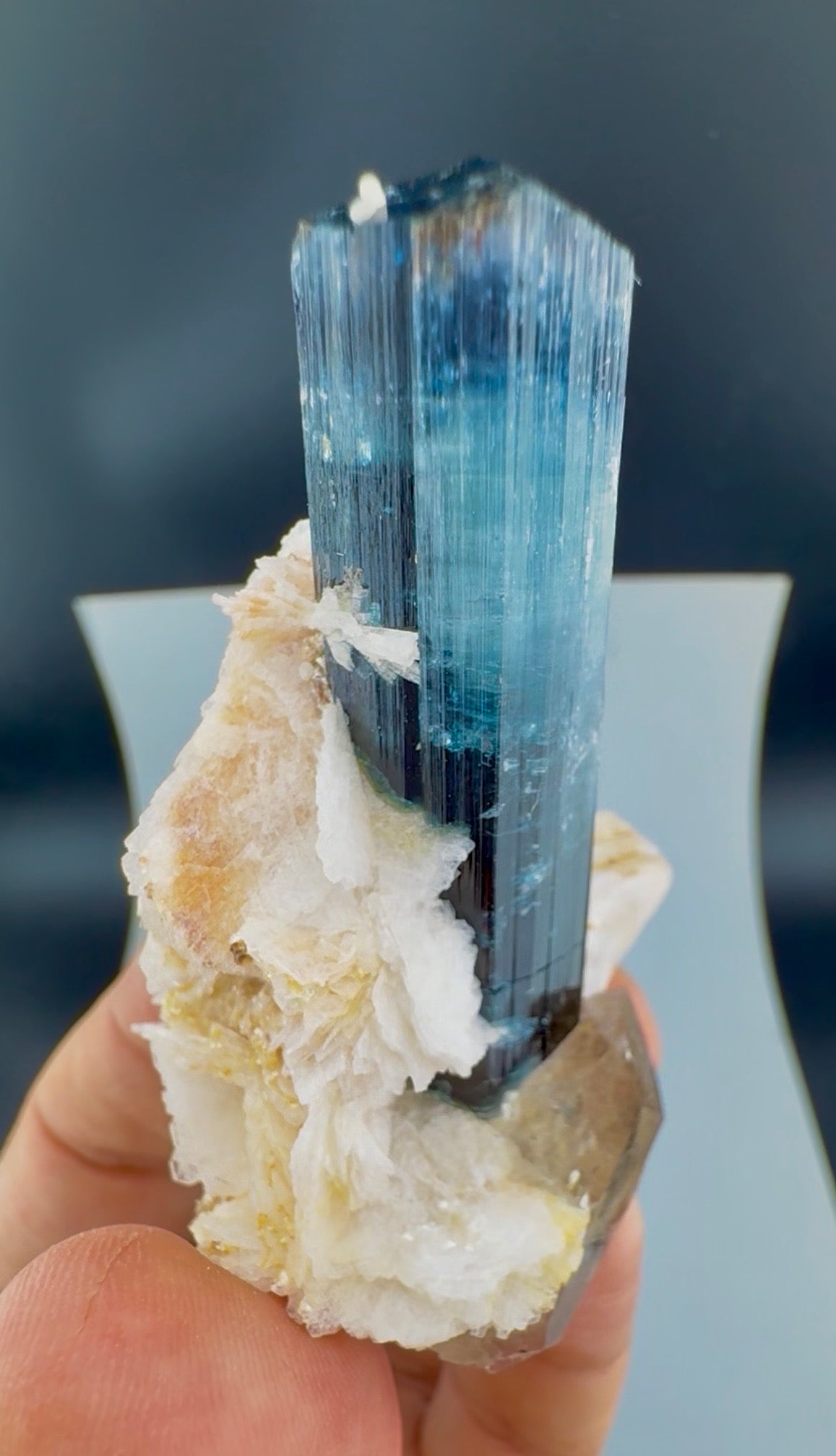 Indicolite Blue Tourmaline with Smoky Quartz, Albite and Mica from Afghanistan, 64 gram