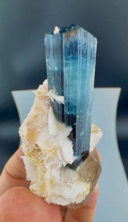 Indicolite Blue Tourmaline with Smoky Quartz, Albite and Mica from Afghanistan, 64 gram