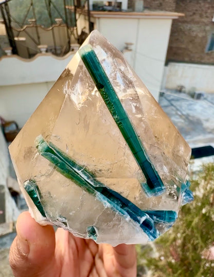 Indicolite Tourmaline on Smoky Quartz from Afghanistan, 677 gram