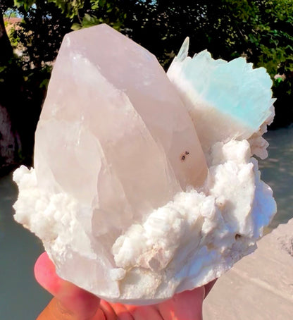 AquaMorganite crystal with Quartz and Albite from Pakistan, 1465 grams