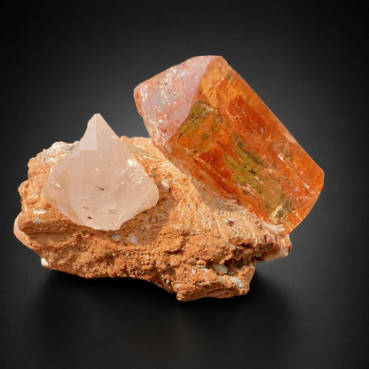 Natural Golden Topaz Crystal on Matrix from Katlang Pakistan, 59 gram