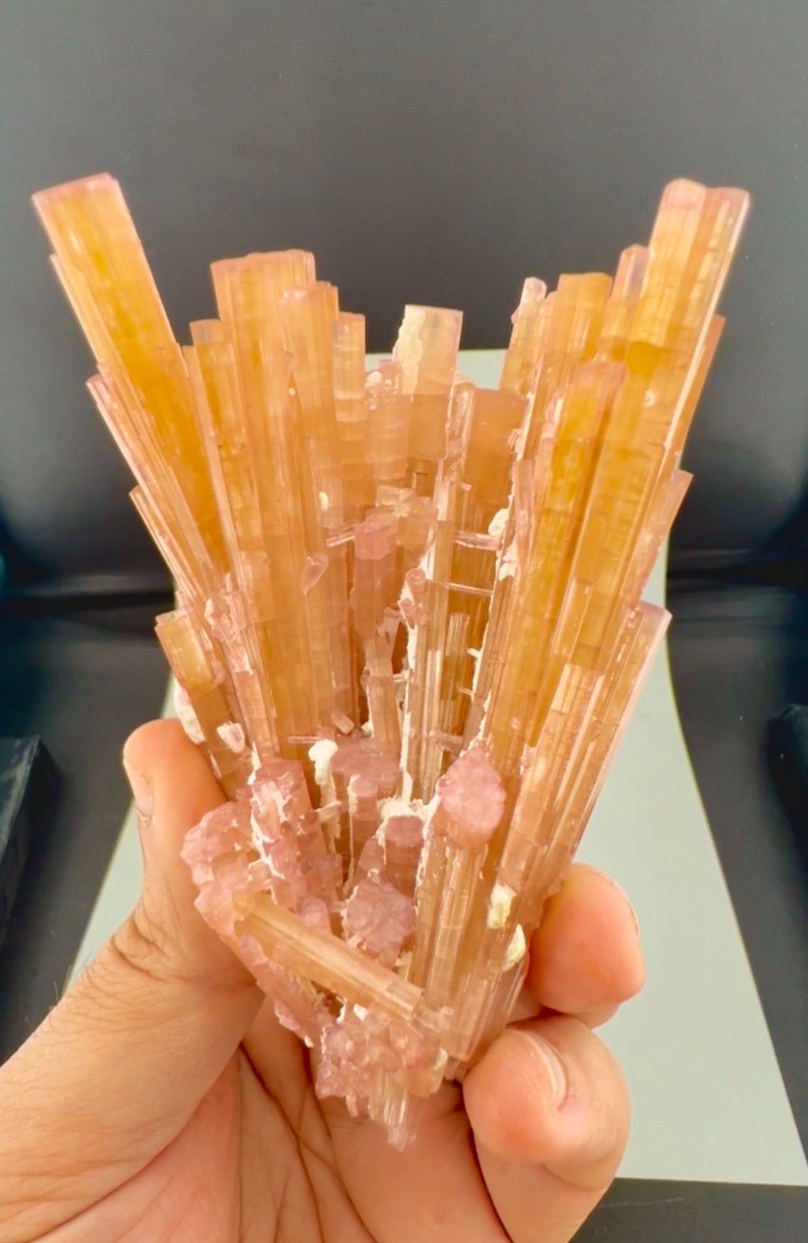 Orange Tourmaline Crystals Cluster , 224 gran