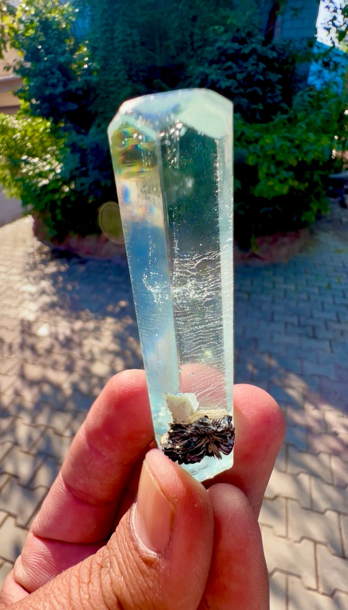 Aquamarine crystal with Hematite Flower from Pakistan, 48 gram