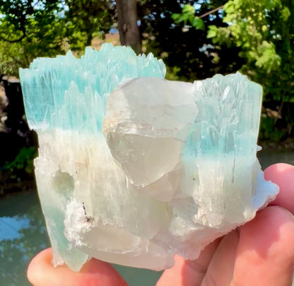AquaMorganite crystal with Quartz and Feldapar from Pakistan, 240 grams