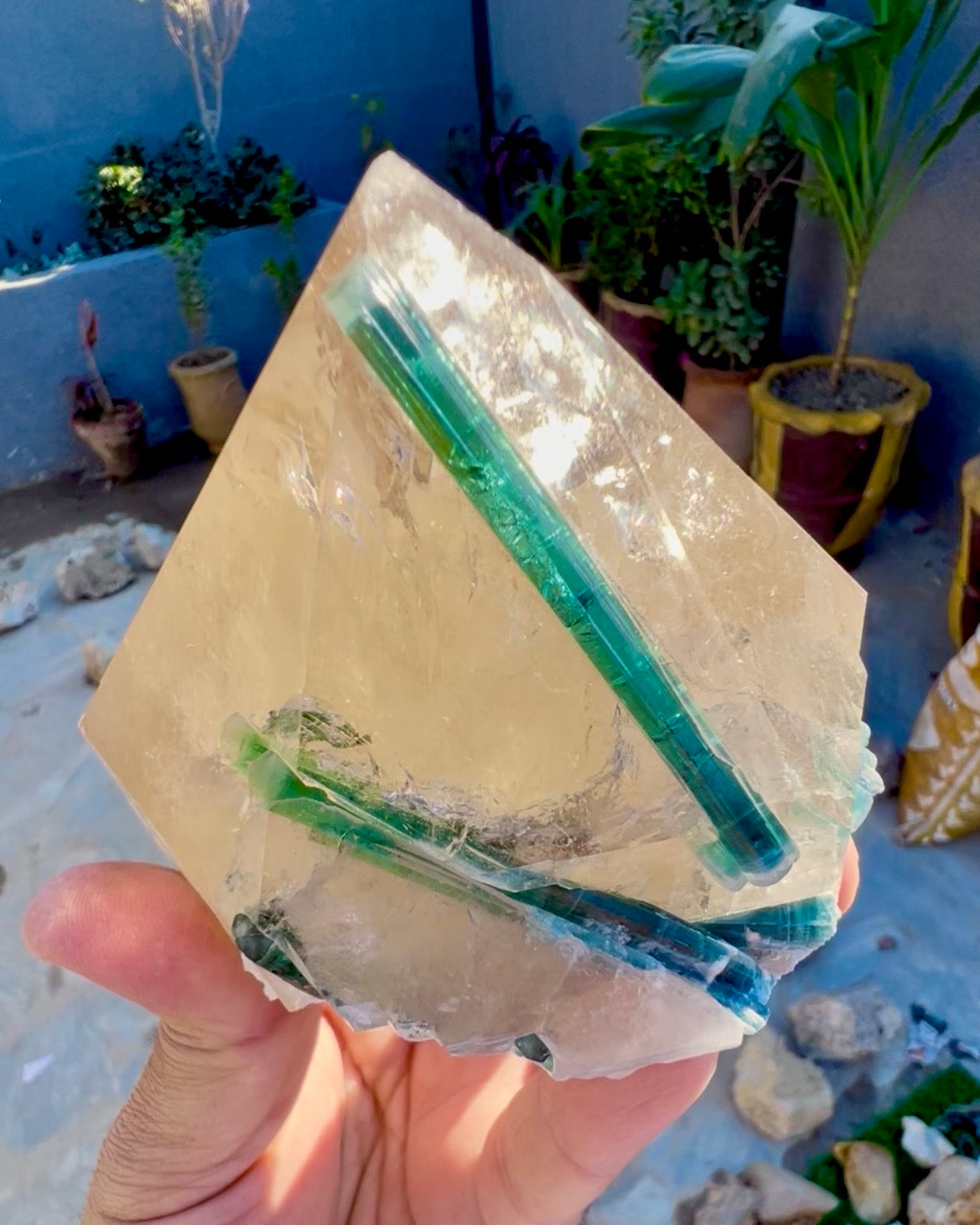 Indicolite Tourmaline on Smoky Quartz from Afghanistan, 677 gram
