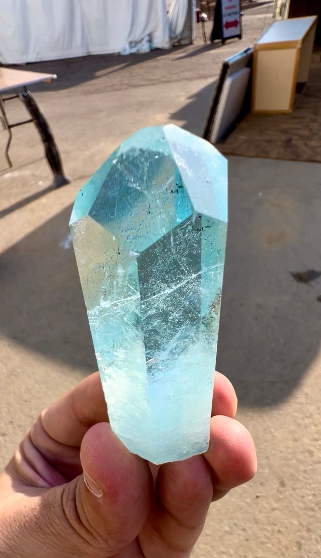 Aquamarine crystal with Diamond cut termination from Pakistan , 63 gram