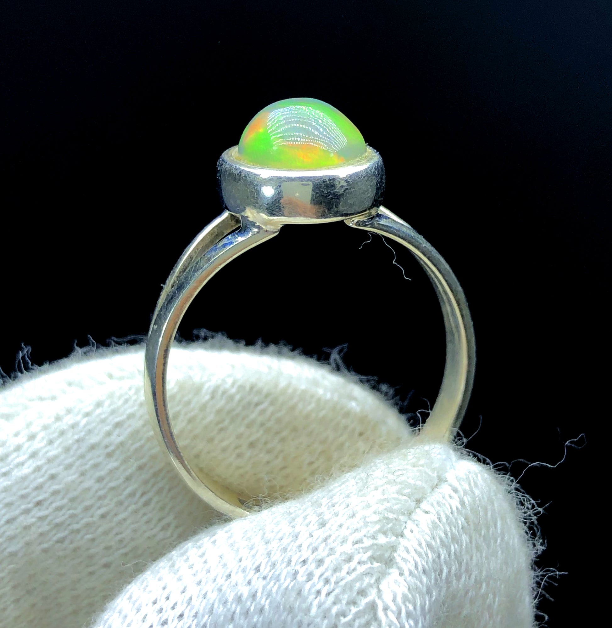 Ethiopian opal ring white silver band
October birthstone opal ring handmade