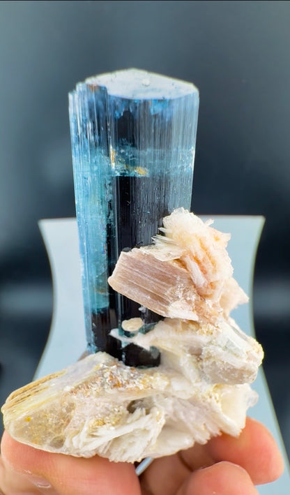 Indicolite Blue Tourmaline with Smoky Quartz, Albite and Mica from Afghanistan, 64 gram