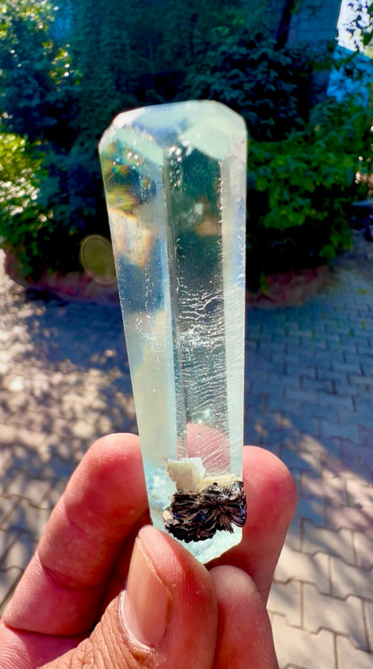 Aquamarine crystal with Hematite Flower from Pakistan, 48 gram