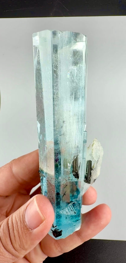 Aquamarine Crystal with Schorl from Pakistan, 160 Gram