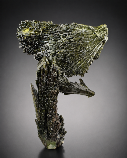 Green Epidote Crystal Specimen with Custom Base, 92 gram