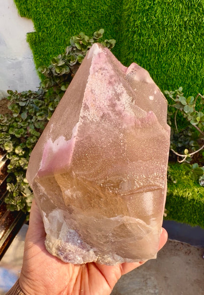 Crystallized Rose Quartz with Tourmaline on Smoky Quartz from Afghanistan, 2025 gram