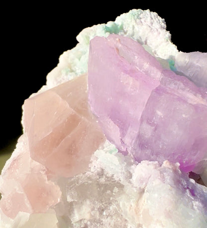 Kunzite with Morganite and Quartz on matrix, 620 gram