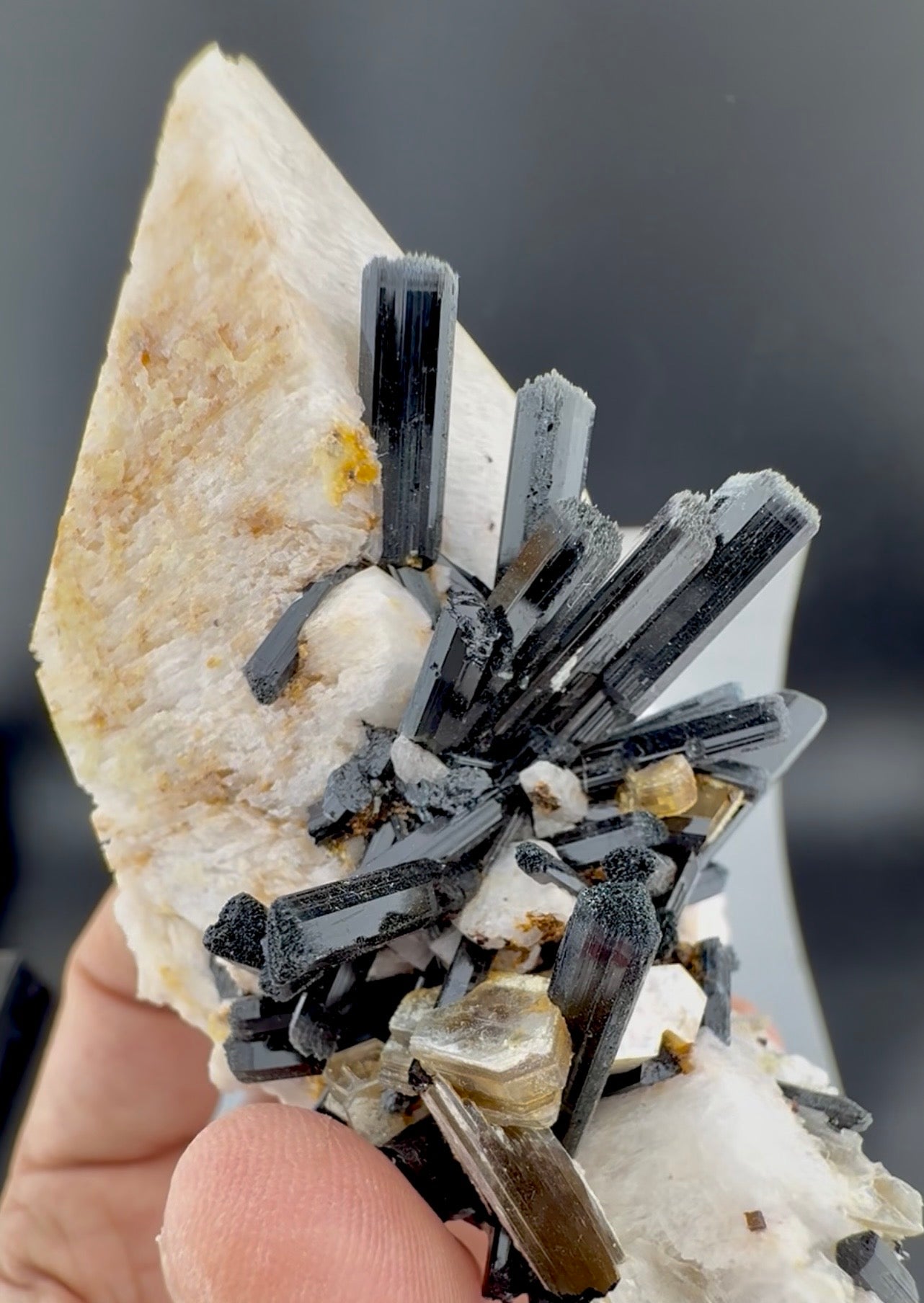 Schorl Tourmaline crystals on Microcline Feldspar from Pakistan, 186 gram