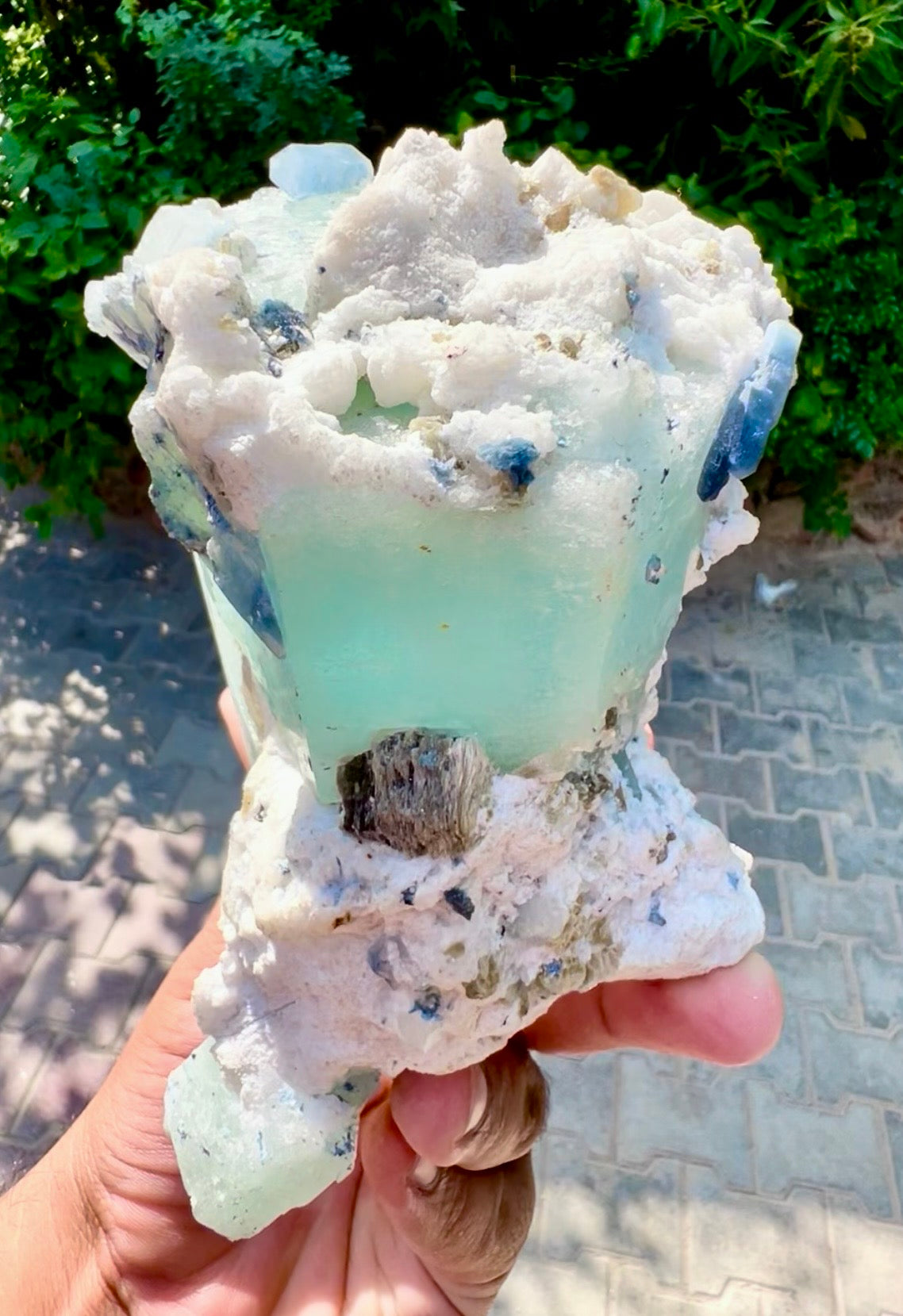 Aquamarine with Blue Indicolite Quartz and Albite from Afghanistan, 1277 gram