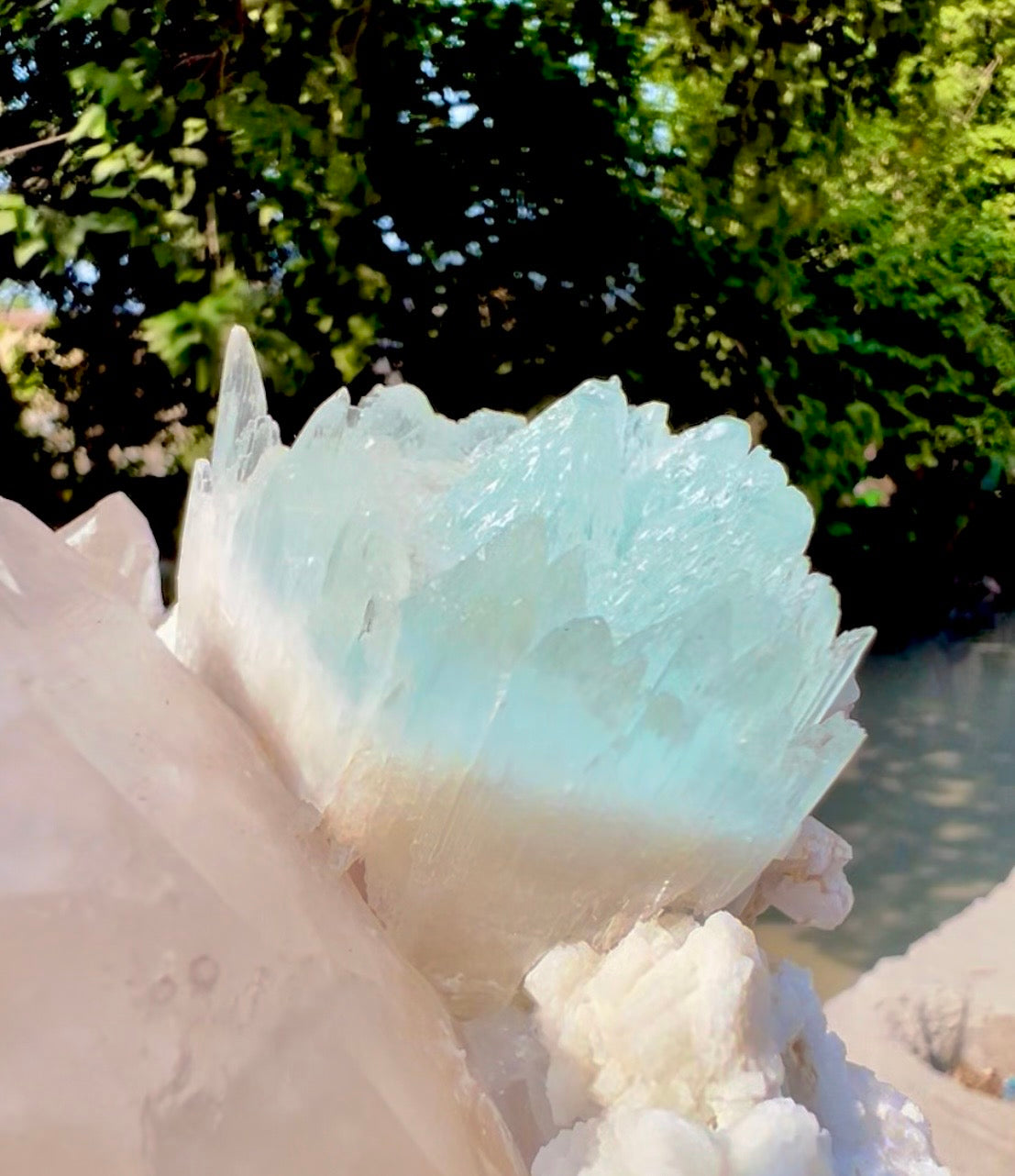 AquaMorganite crystal with Quartz and Albite from Pakistan, 1465 grams