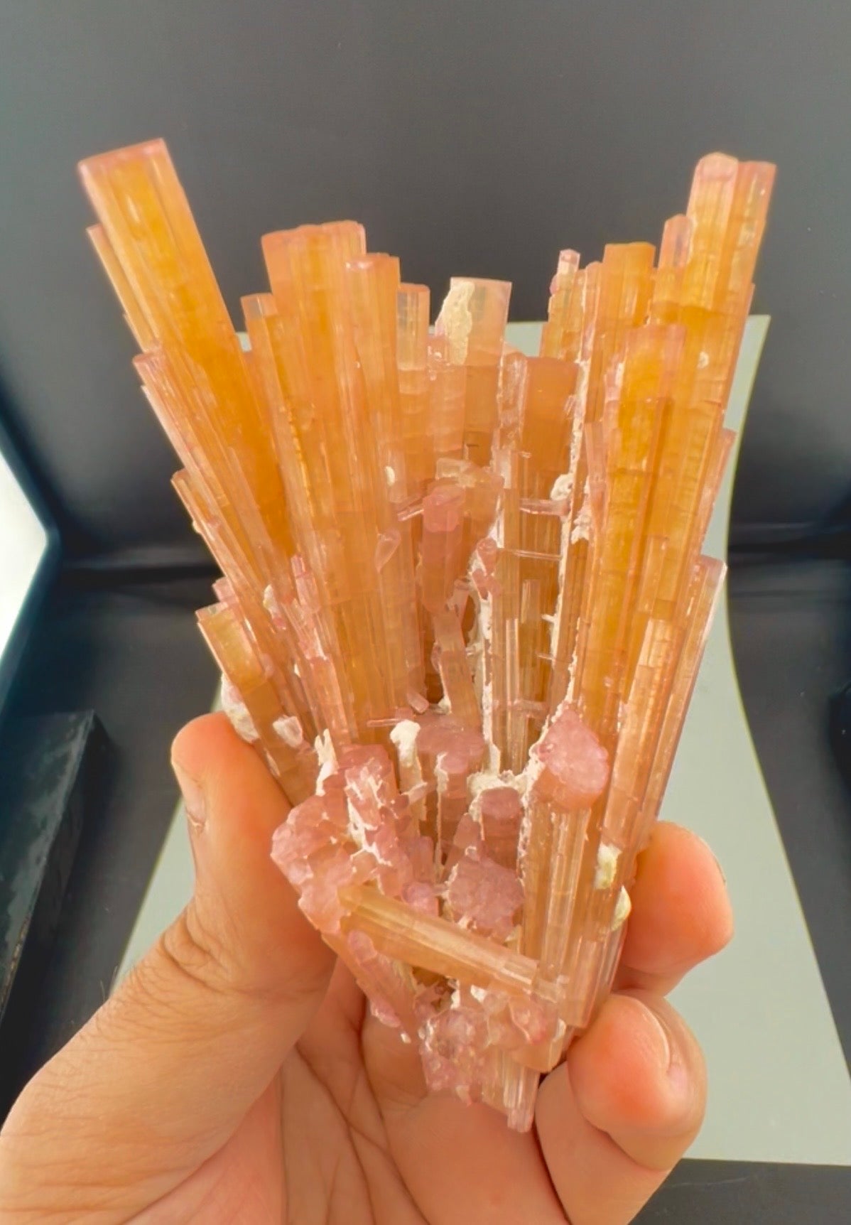 Orange Tourmaline Crystals Cluster , 224 gran