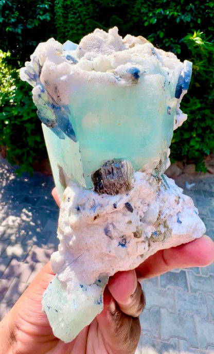 Aquamarine with Blue Indicolite Quartz and Albite from Afghanistan, 1277 gram