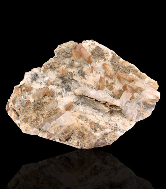 Yellow Sphene Crystals on Matrix from Skardu Pakistan - 396 Grams