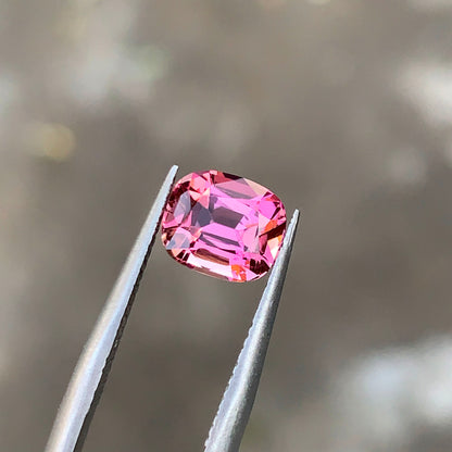 Flawless tourmaline loose stone showing natural brilliance
Pink tourmaline cushion cut showing even color distribution
