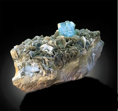 Gem grade aquamarine crystal 41x37mm terminated close-up
Self-standing aquamarine specimen 8.5kg display piece